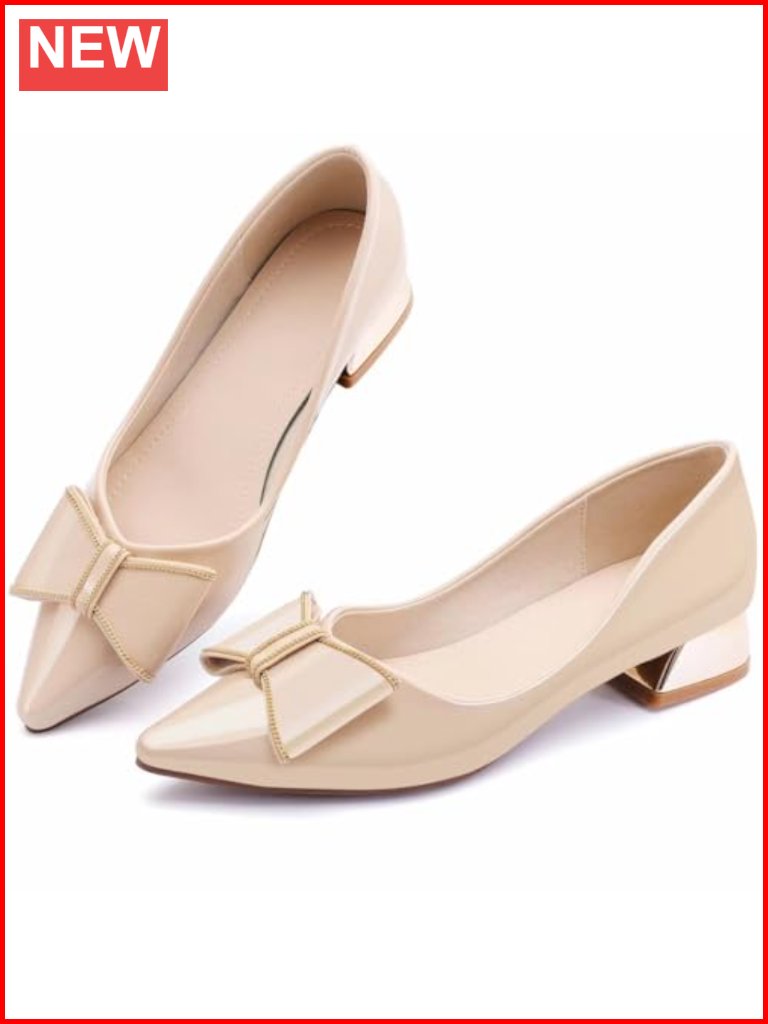 Chunky Low Block Heels Pumps Comfortable Dress Wedding Work Shoes Pointed Toe